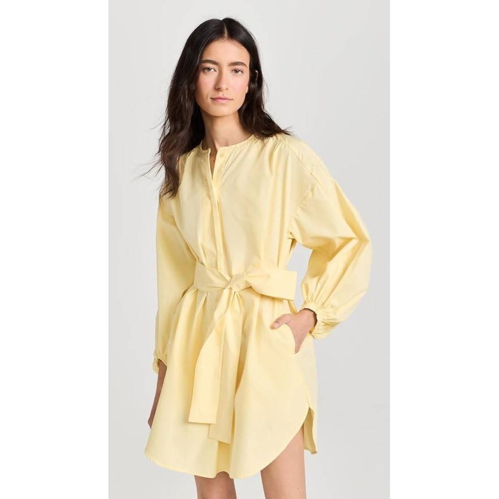 English Factory Pale Yellow Lantern Sleeve Tie Waist Tunic Top Small